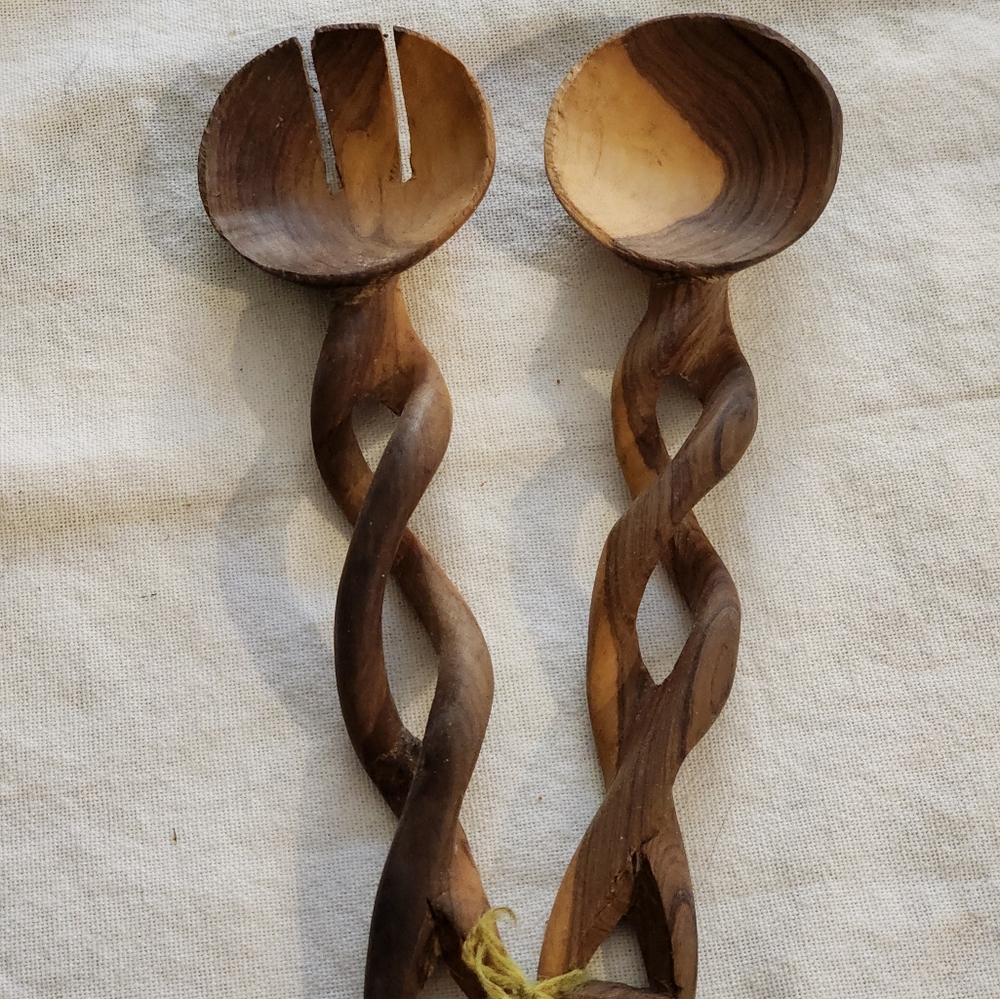 Wooden Serving Fork and Spoon Set